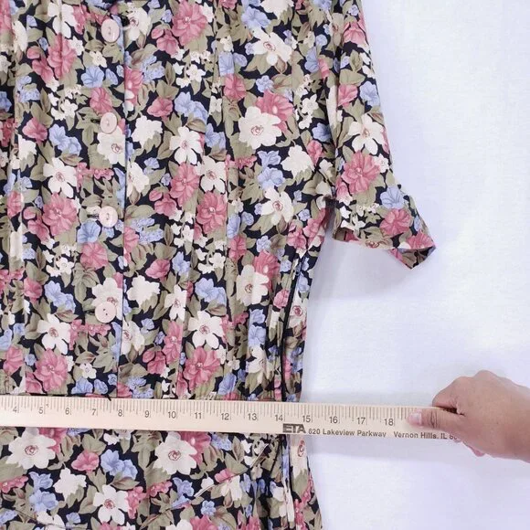 Vintage ED Michaels Melanie Drucker Floral Tea Midi A-line Cottagecore Dress - Picture 4 of 16